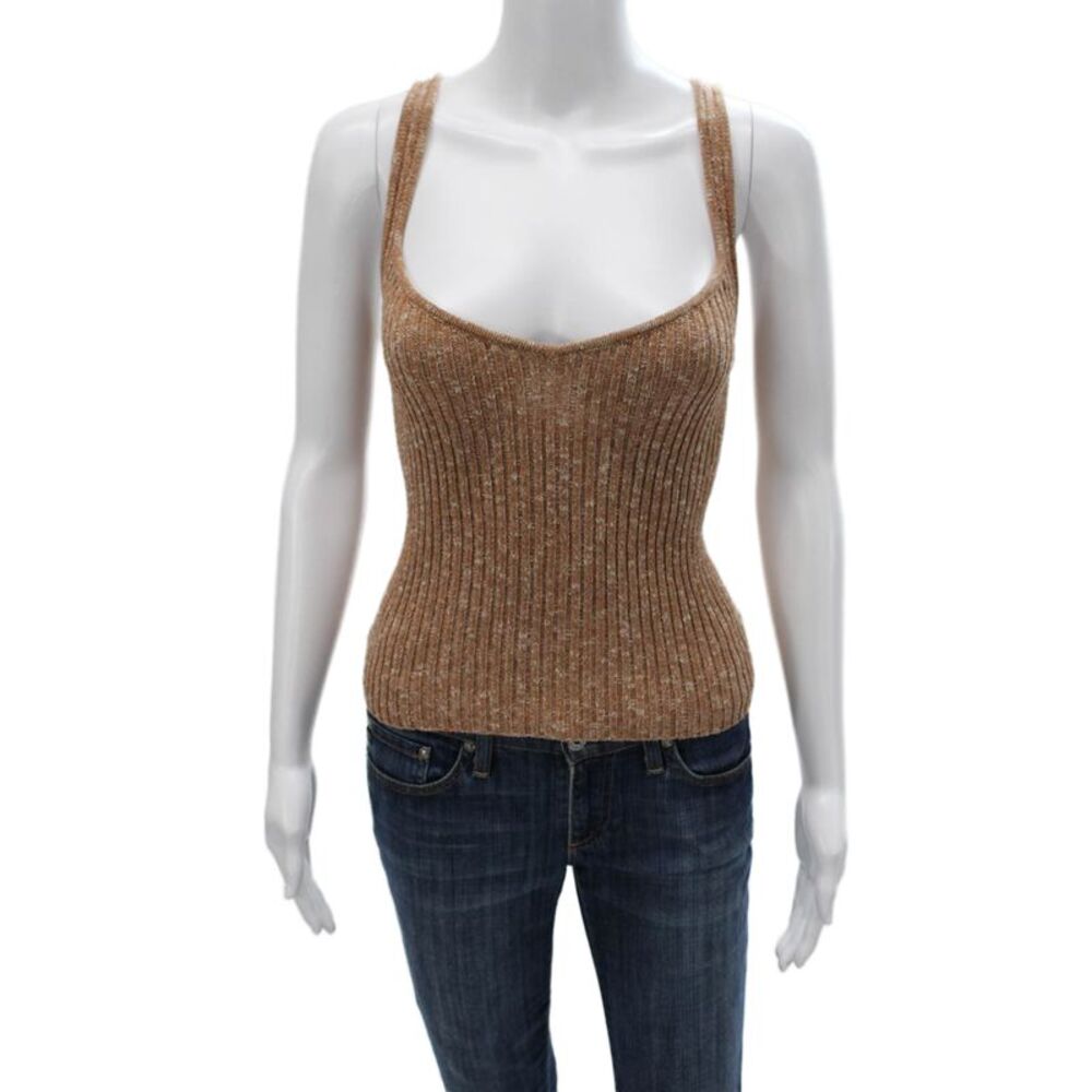Intermix Womens Brown Cotton Basic V-Neck Sleeveless Tank Size M